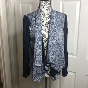 Under Skies Cardigan Blue Open Long Sleeve Asymetrical S
